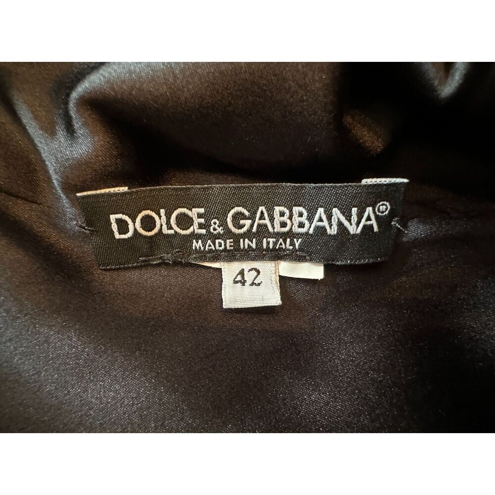 Dolce & Gabbana Black Polka Dot Silk Draped Sleeveless Short Dress US Size 6 - Picture 4 of 7